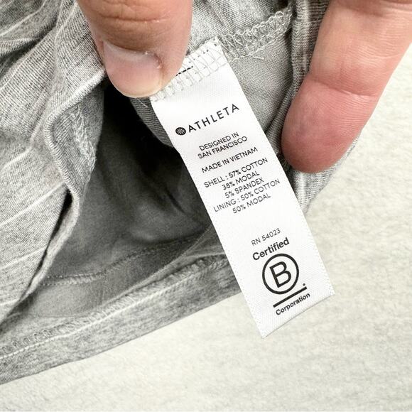 ATHLETA Central Stripe Ruched Mini Dress Short Sleeve Striped Athleisure Size M - Picture 9 of 12